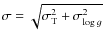 $\sigma = \sqrt{\sigma_{\rm T}^2+ \sigma_{\log g}^2}$