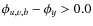 $\phi_{u,v,b}-\phi_y>0.0$
