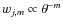 $w_{j,m}\propto \theta^{-m}$