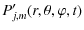 $\displaystyle P¬{}'_{j,m}(r,\theta,\varphi,t)$
