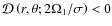 ${\mathcal D}\left(r,\theta;2\Omega_{1}/\sigma\right)<0$