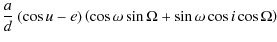 $\displaystyle \frac{a}{d}~(\cos u-e)\left(\cos\omega\sin\Omega
+\sin\omega\cos i\cos\Omega\right)$