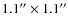 $1.1''\times1.1''$