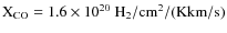 $\rm X_{\rm CO}=1.6\times 10^{20}\rm ~H_{2}/cm^{2}/(Kkm/s)$