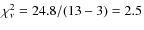 $\chi^2_{\nu}=24.8/(13-3)=2.5$