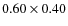 $0.60 \times 0.40$