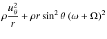 $\displaystyle \rho \frac{u_\theta^2}{r}
+ \rho r \sin^2 \theta ~ ( \omega + \Omega)^2$