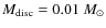 $M_{\rm disc} = 0.01 ~M_\odot$