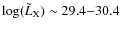 $\log(\tilde{L}_{\rm X}) \sim 29.4{-}30.4$