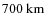 $700~\mbox{km}$
