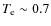 $T_{\rm e} \sim 0.7$