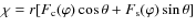 $\chi = r[F_{\rm c}(\varphi)\cos\theta + F_{\rm s}(\varphi)\sin\theta]$