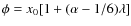 $\phi = x_0[1 + (\alpha-1/6)\lambda]$
