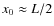 $x_0 \approx L/2$