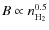 $B\propto n_{\rm {H_{2}}}^{0.5}$