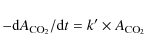 \begin{displaymath}
-{\rm d}A_{\rm CO_{2}}/{\rm d}t = k' \times A_{\rm CO_{2}}
\end{displaymath}