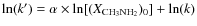 $\ln(k') = \alpha\times\ln[(X_{\rm CH_{3}NH_{2}})_{0}] + \ln(k)$