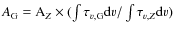 $A_{\rm G} = {\rm A}_{Z} \times (\int\tau_{v,{\rm G}}{\rm d}v/\int\tau_{v,Z}{\rm d}v)$