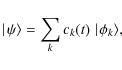 \begin{displaymath}\mid\!\psi \rangle = \sum_k c_k(t) \mid\!\phi_k \rangle,
\end{displaymath}