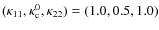 $(\kappa _{11}, \kappa _{\rm c}^0, \kappa _{22}) =(1.0, 0.5, 1.0)$