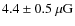 $4.4 \pm 0.5~\mu\rm G$