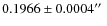 $0.1966 \pm 0.0004\hbox{$^{\prime\prime}$ }$