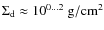 $\rm\Sigma_{d}\approx 10^{0\ldots2}~g/cm^{2}$