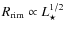 $R_{\rm rim}\propto L_{\star}^{1/2}$
