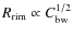 $R_{\rm rim}\propto C_{\rm bw}^{1/2}$