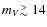 $m_{V}\raisebox{-1mm}{$\stackrel{>}{\sim}$ }14$