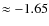 $\approx -1.65$