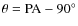 $\theta = {\rm PA}-90^{\circ}$