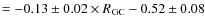 $ = -0.13\pm0.02 \times R_{\rm GC} - 0.52\pm0.08$