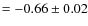 $ = -0.66\pm0.02$