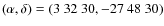 $(\alpha, \delta)= (3~32~30, -27~48~30)$