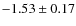 $-1.53 \pm 0.17$