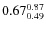 $\rm0.67 {_{0.49}^{0.87}}$