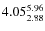 $\rm 4.05 {_{ 2.88}^{ 5.96}}$