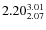 $\rm 2.20 {_{ 2.07}^{ 3.01}}$