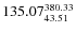 $\rm 135.07 {_{ 43.51}^{380.33}}$