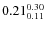 $\rm0.21 {_{ 0.11}^{ 0.30}}$