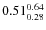 $\rm0.51 {_{0.28}^{0.64}}$