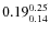 $\rm0.19 {_{0.14}^{0.25}}$