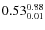 $\rm0.53 {_{ 0.01}^{ 0.88}}$