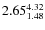 $\rm 2.65 {_{ 1.48}^{ 4.32}}$