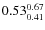 $\rm0.53 {_{0.41}^{0.67}}$