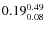 $\rm0.19 {_{ 0.08}^{ 0.49}}$