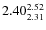 $\rm 2.40 {_{ 2.31}^{ 2.52}}$