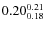 $\rm0.20 {_{0.18}^{0.21}}$