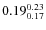 $\rm0.19 {_{ 0.17}^{ 0.23}}$